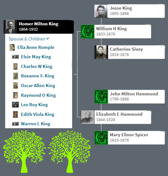 Homer King family tree