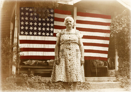 Grace with 1942 flag