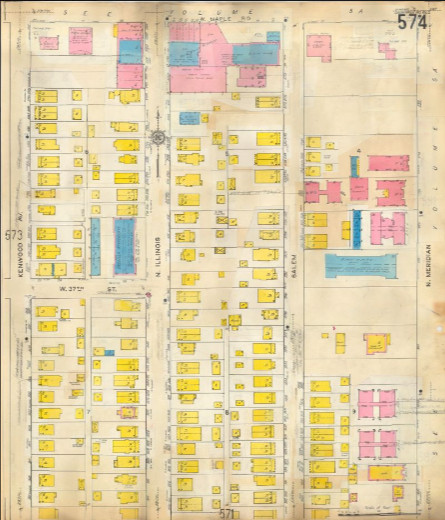 1916 Sanborn Map, Indianapolis, N. Illinois and 38th St.